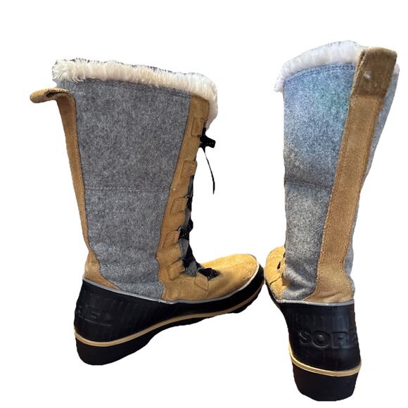 Sorel TIVOLI HIGH II Gray Tag Suede Winter Boots NL2330-373 Womens Size 8 GUC - Picture 3 of 7